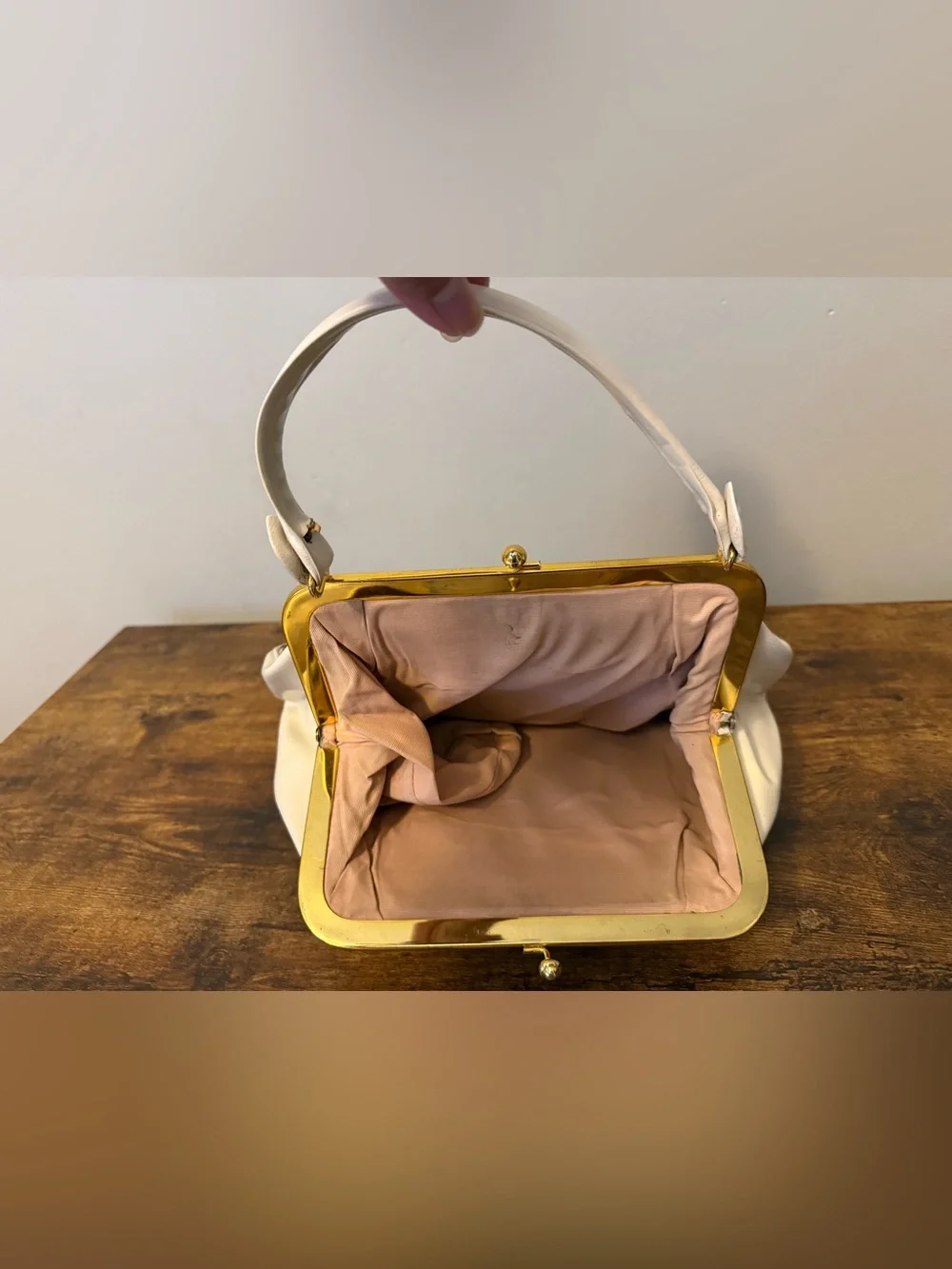 Vintage JR Miami Tapestry Top-Handle Bag in Cream and Pink